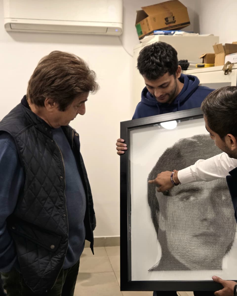 Shri Raj Babbar Ji — Portrait in Thread, thread portrait by Yuvraj Singh Nain
